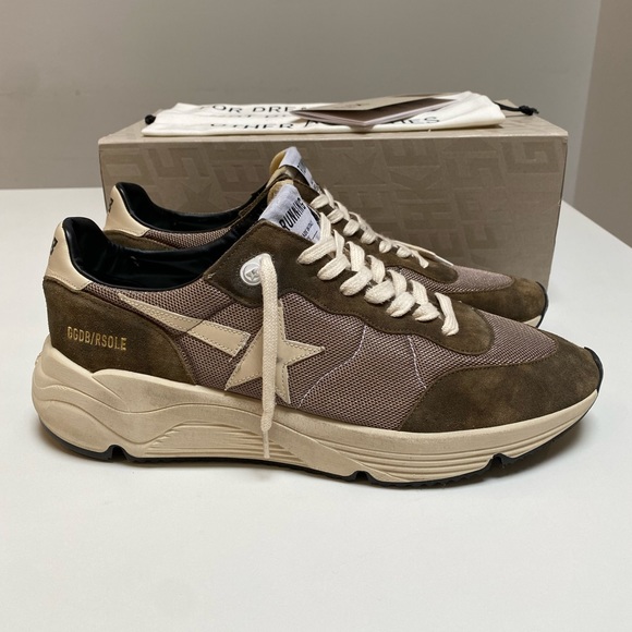 Golden Goose Men’s Running Sole Sneaker in Olive Green/Cream sz 45 New in Box - Picture 2 of 11
